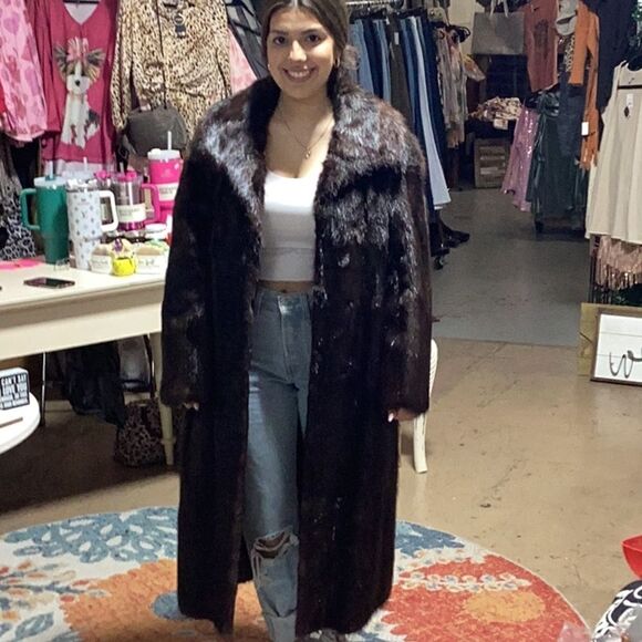 Elegant Dark‎ Brown Mink Coat Huge Collar - Picture 8 of 15